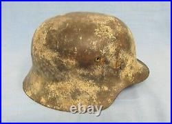 SNOW CAMMO Original German WW2 Steel Helmet M42 Shell Only Camouflage Ostfront