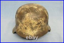 SNOW CAMMO Original German WW2 Steel Helmet M42 Shell Only Camouflage Ostfront