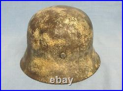 SNOW CAMMO Original German WW2 Steel Helmet M42 Shell Only Camouflage Ostfront