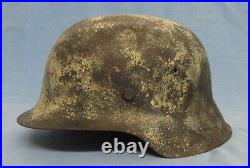 SNOW CAMMO Original German WW2 Steel Helmet M42 Shell Only Camouflage Ostfront