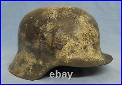 SNOW CAMMO Original German WW2 Steel Helmet M42 Shell Only Camouflage Ostfront