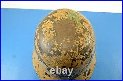 Scarce WWII German Helmet Sand Textured Tan Camo ET64 M35 Afrika Corps Luftwaffe