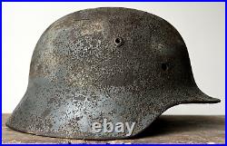 Size 64 Original Ww2 German Helmet M35 Stahlhelm Wehrmacht Light Blue Paint