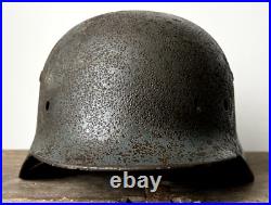 Size 64 Original Ww2 German Helmet M35 Stahlhelm Wehrmacht Light Blue Paint