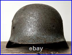 Size 64 Original Ww2 German Helmet M35 Stahlhelm Wehrmacht Light Blue Paint