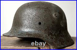 Size 64 Original Ww2 German Helmet M35 Stahlhelm Wehrmacht Light Blue Paint