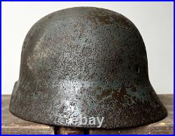 Size 64 Original Ww2 German Helmet M35 Stahlhelm Wehrmacht Light Blue Paint