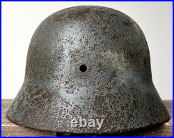 Size 64 Original Ww2 German Helmet M35 Stahlhelm Wehrmacht Light Blue Paint