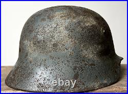 Size 64 Original Ww2 German Helmet M35 Stahlhelm Wehrmacht Light Blue Paint