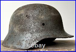 Size 64 Original Ww2 German Helmet M35 Stahlhelm Wehrmacht Light Blue Paint