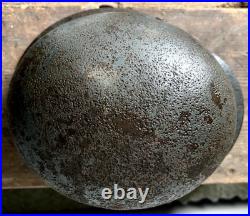 Size 64 Original Ww2 German Helmet M35 Stahlhelm Wehrmacht Light Blue Paint