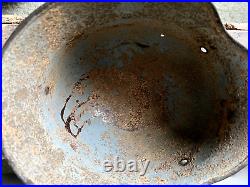 Size 64 Original Ww2 German Helmet M35 Stahlhelm Wehrmacht Light Blue Paint