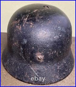 Size 64 Original Ww2 German Helmet M40 Stahlhelm Wehrmacht Dark Paint