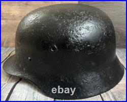 Size 66 German Army M40 Helmet Stahlhelm No Holes, Repainted, Relic Find Ww2