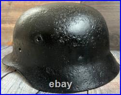 Size 66 German Army M40 Helmet Stahlhelm No Holes, Repainted, Relic Find Ww2