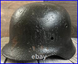 Size 66 German Army M40 Helmet Stahlhelm No Holes, Repainted, Relic Find Ww2