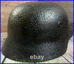 Size 66 German Army M40 Helmet Stahlhelm No Holes, Repainted, Relic Find Ww2