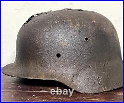 Size 70 Original Ww2 German Helmet M35 Stahlhelm Stamped Has A Crack / Hole