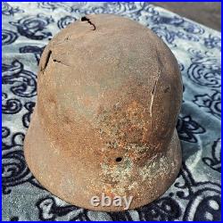 Snow Camo WWII German Original Helmet Relic Damaged Militaria Germany