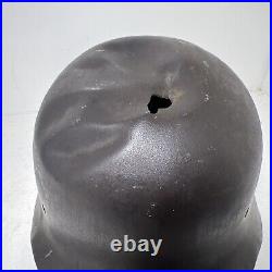 Steel German Helmet Ww2 Vet Bring-back. Bullet /shrapnel Hole