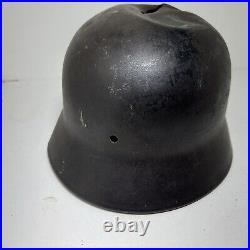 Steel German Helmet Ww2 Vet Bring-back. Bullet /shrapnel Hole