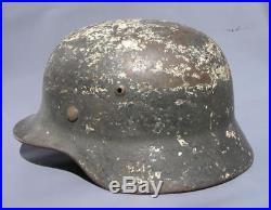 Superb Original Ww2 M35 German Winter Camo Helmet (possibly Elite) Wwii Relic