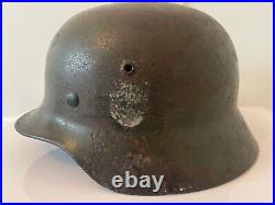 Totally Original German Wwii Army M35 Sd Combat Helmet