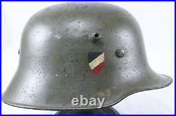 Transitional Period WWII German Army Helmet With Tri Colored Painted Shield