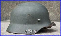 Untouched german helmet M35 overpaint alum liner WW2 army