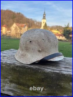 VERY RARE WHITE CAMO Original WW2 German M40 Stahlhelm Helmet