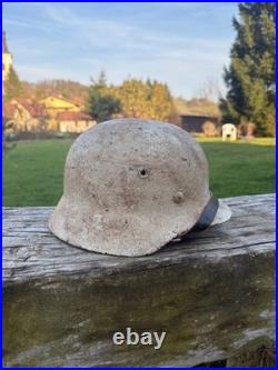 VERY RARE WHITE CAMO Original WW2 German M40 Stahlhelm Helmet