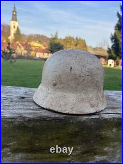 VERY RARE WHITE CAMO Original WW2 German M40 Stahlhelm Helmet