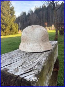 VERY RARE WHITE CAMO Original WW2 German M40 Stahlhelm Helmet