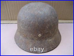 VTG Original German WWII Helmet Shell withWinter Snow Camo No Liner Rusty Dog Bowl