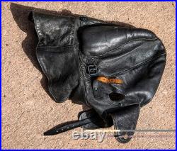 VTG WWII Leather Aviator Helmet Or Sidecar Cap German, Padded Top & Back, RARE