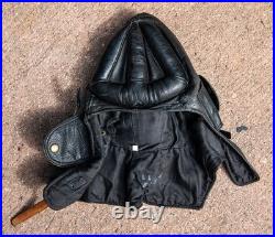 VTG WWII Leather Aviator Helmet Or Sidecar Cap German, Padded Top & Back, RARE