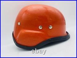 Vintage 60's 70's Premier German Style Motorcycle Helmet Orange Fiberglass