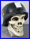 Vintage-Chalkware-Skull-WWII-German-Helmet-Hand-Painted-Bank-Rare-Mexico-READ-01-vm