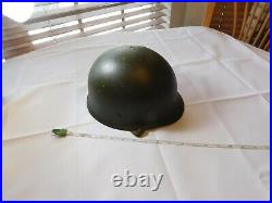 Vintage German WWII helmet metal leather liner inside chin strap green Military