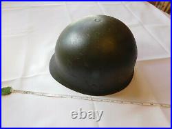 Vintage German WWII helmet metal leather liner inside chin strap green Military