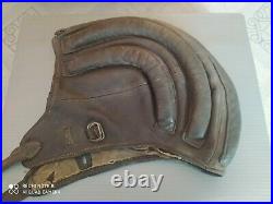 Vintage Original WWII Military Leather Motorcycle Helmet
