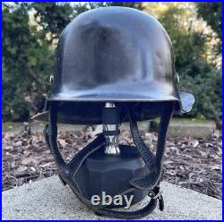Vintage WWII Era German Fireman Fire Fighter Helmet M42 Leather Neck Protector