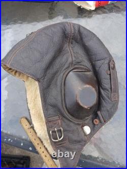 Vintage WWII German Luftwaffe Pilot's Hat Leather Flying Helmet Original