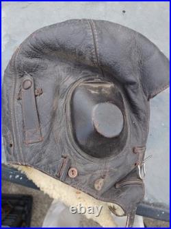 Vintage WWII German Luftwaffe Pilot's Hat Leather Flying Helmet Original