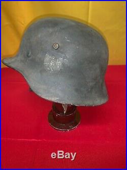 Vintage Ww2 German M35 Helmet Chinstrap Sd Heer Single Decal Is Washed Out 32e