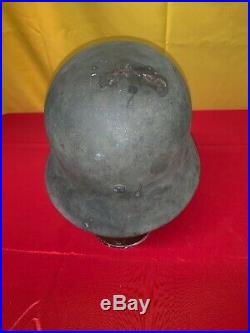 Vintage Ww2 German M35 Helmet Chinstrap Sd Heer Single Decal Is Washed Out 32e