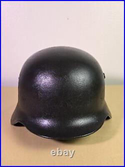 Vtg German Soldier Helmet WW2, M42/64 or M35/64 Makers Stamp, Soldiers Name, G. C