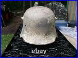 WW 1 M16 German Original Winter Camo Helmet ET 64