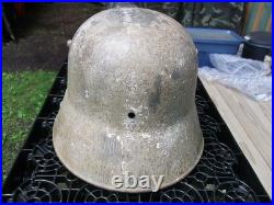 WW 1 M16 German Original Winter Camo Helmet ET 64