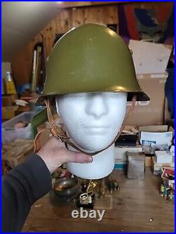 WW I or WWII GERMAN HELMET green leather